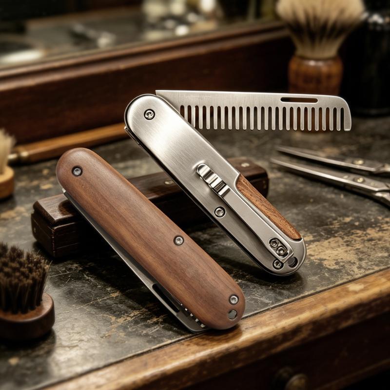 Mens Grooming Travel Kit - 1 Pente de Barba Dobrável Profissional