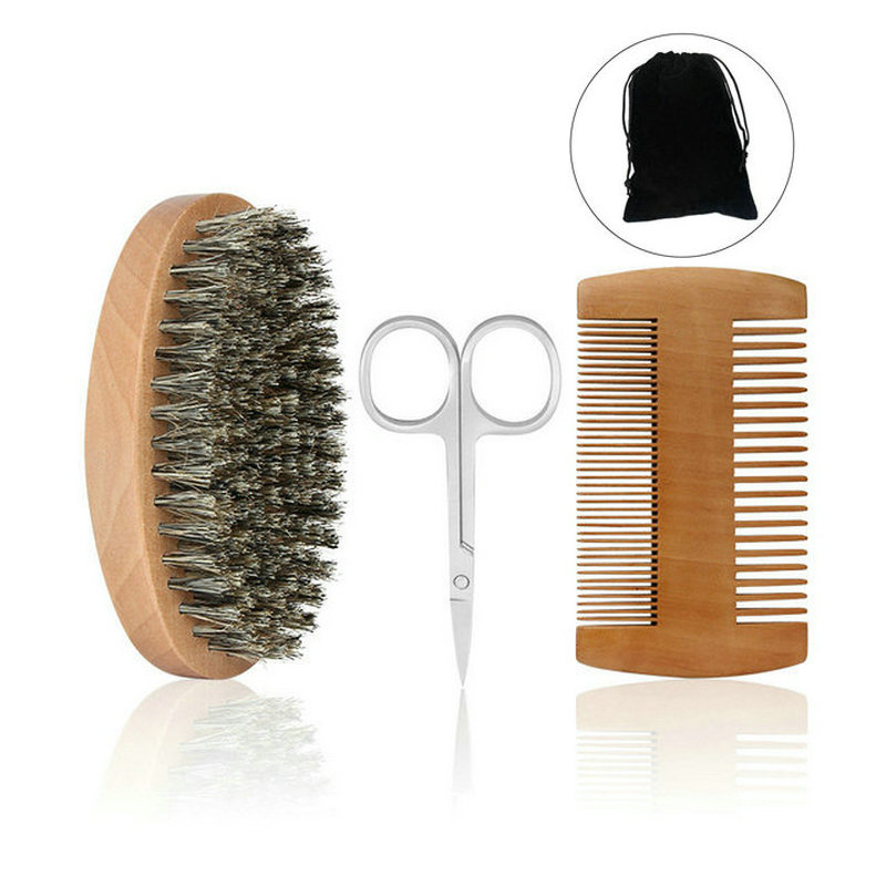 Mens Grooming Kit Bag - Profissional macio cerdas de javali escova