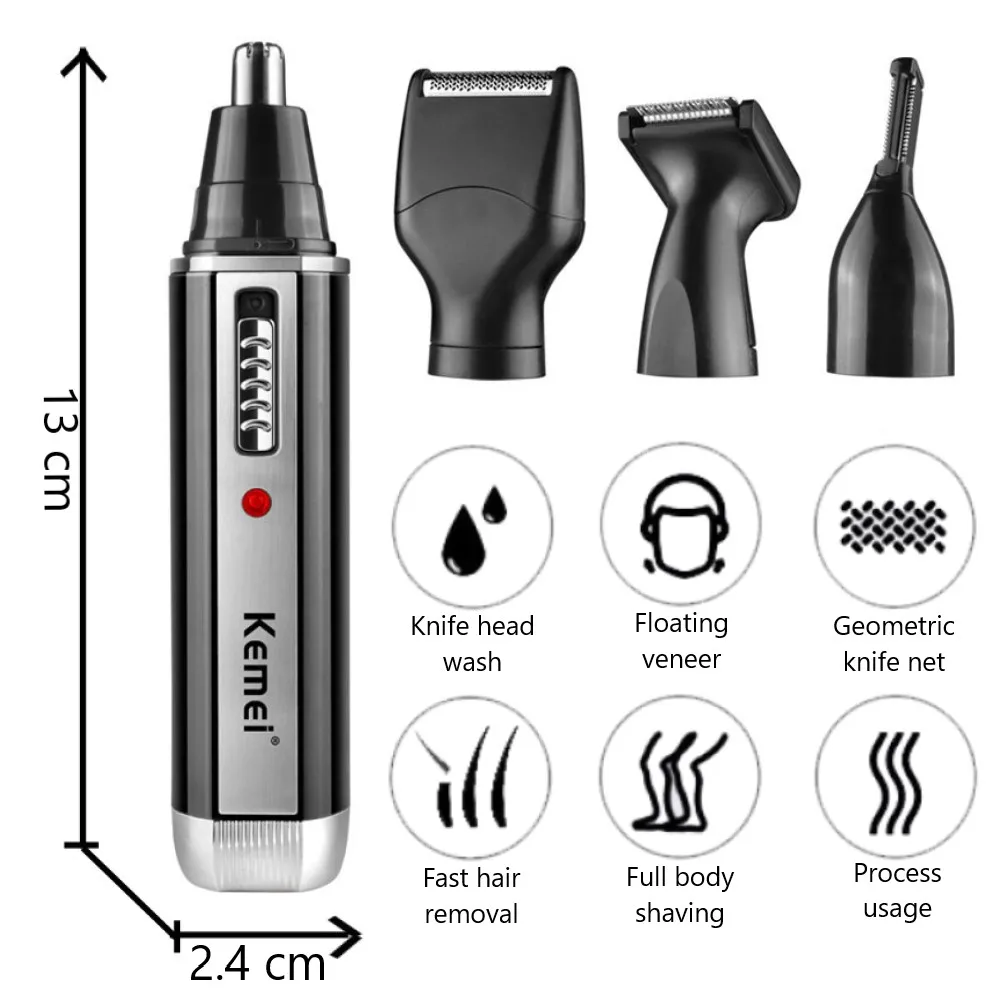 Kemei 4 em 1 aparador para hom - Men'S Grooming Nose And Ear avaliação e preço