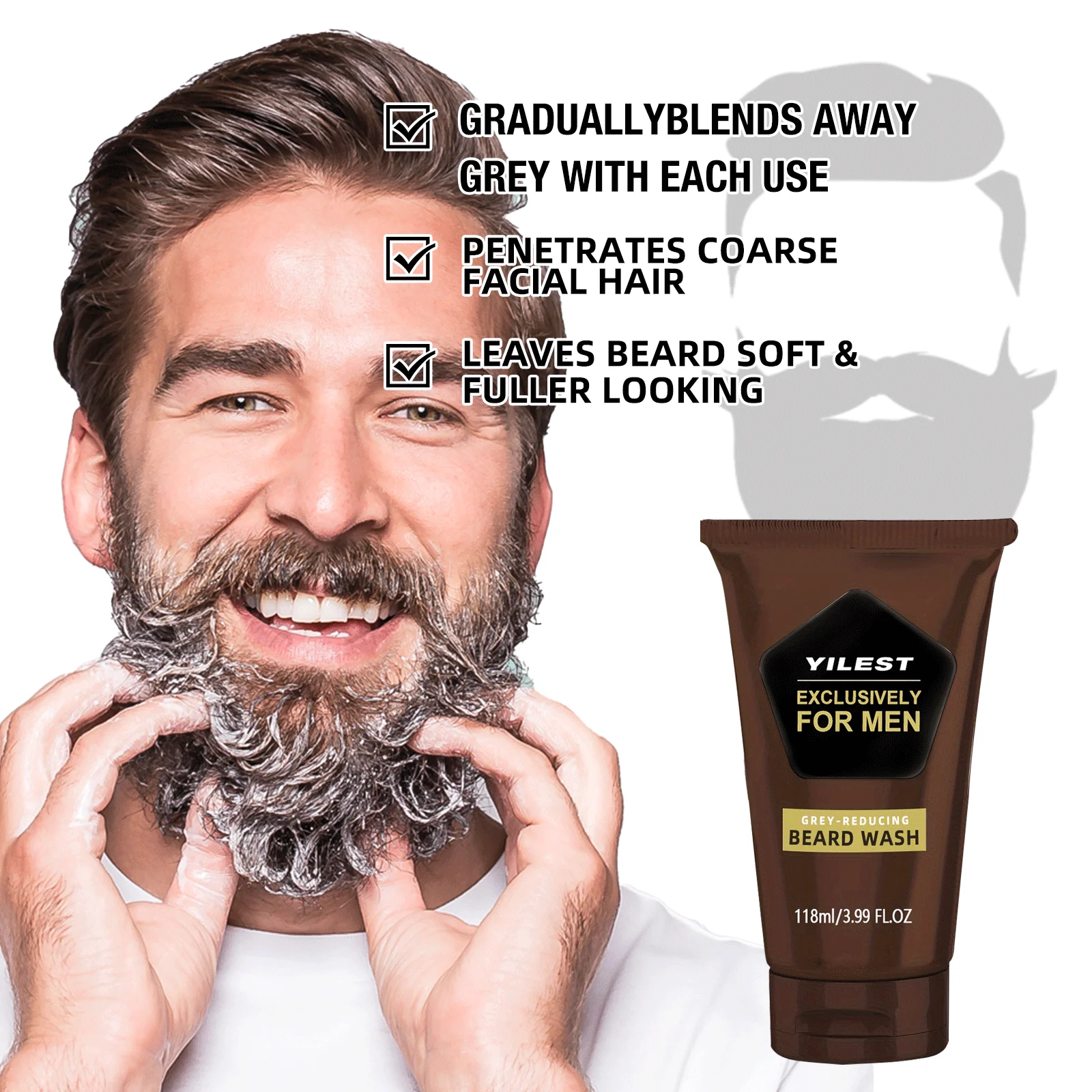 1-3 pçs barba masculina preto  - Face Wash Mens avaliação e preço